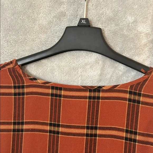 Knox Rose Women’s Plaid V-Neck Bishop Sleeve A-Line Dress-Sizes Xl - Picture 7 of 8